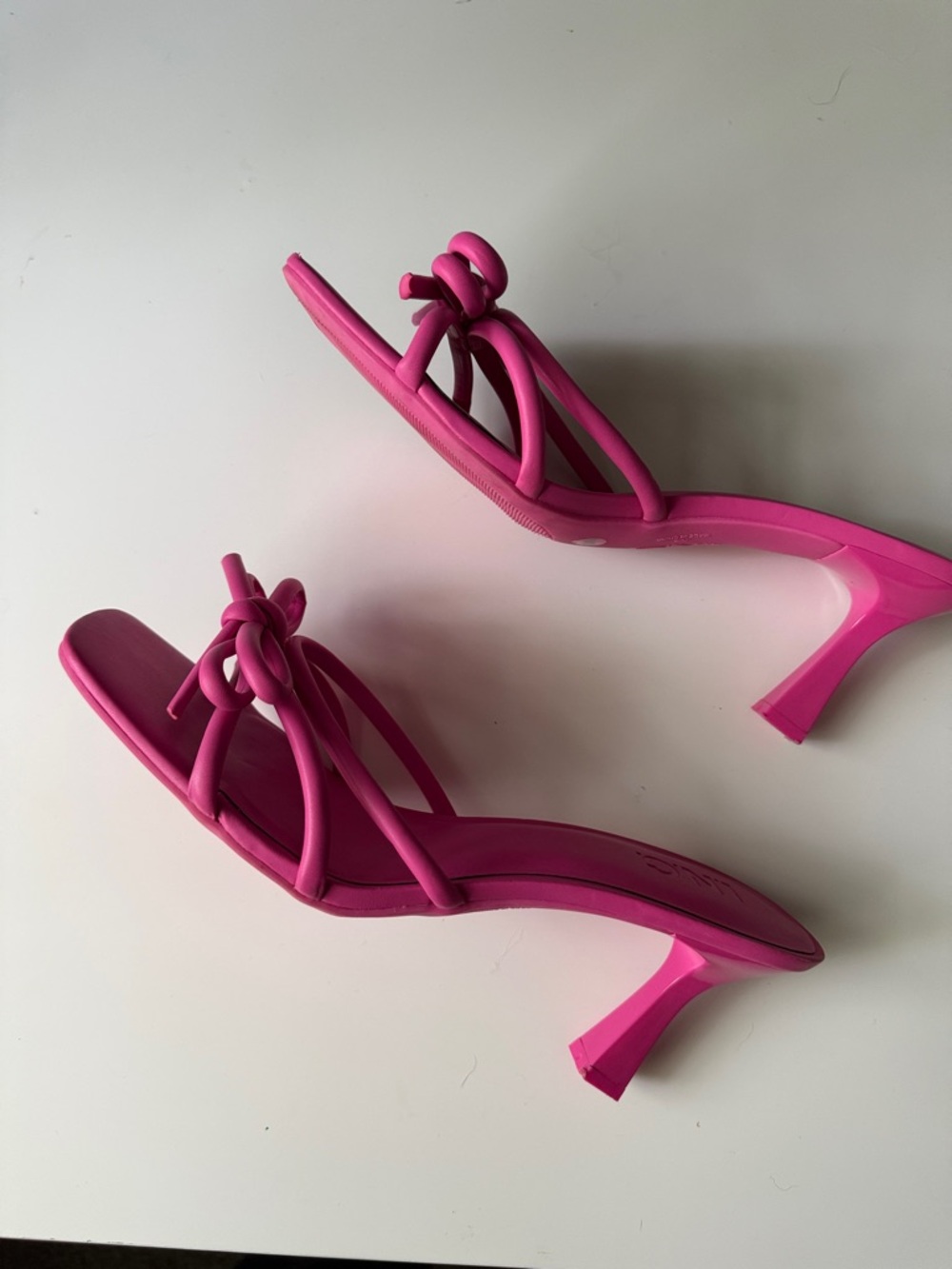 INC International Concepts Hot Pink Bow Square-Toe High Heel Mules Size 10 - Picture 4 of 6